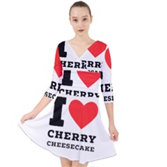 I Love Cherry Cheesecake Quarter Sleeve Front Wrap Dress by ilovewhateva