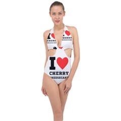 I Love Cherry Cheesecake Halter Front Plunge Swimsuit by ilovewhateva