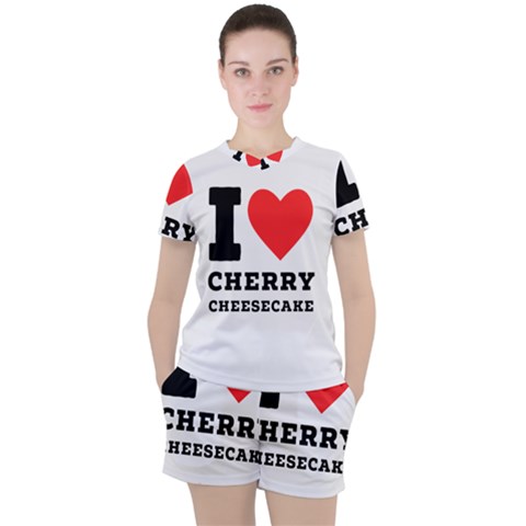 I Love Cherry Cheesecake Women s Tee And Shorts Set by ilovewhateva