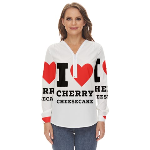 I Love Cherry Cheesecake Zip Up Long Sleeve Blouse by ilovewhateva