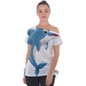 Blue Dolphin Off Shoulder Tie-Up Tee View1