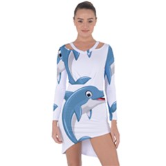 Blue Dolphin Asymmetric Cut-out Shift Dress by pakminggu