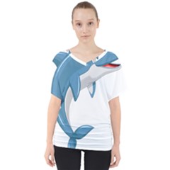 Blue Dolphin V-neck Dolman Drape Top by pakminggu