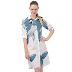 Blue Dolphin Long Sleeve Mini Shirt Dress by pakminggu