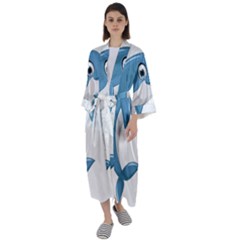 Blue Dolphin Maxi Satin Kimono by pakminggu