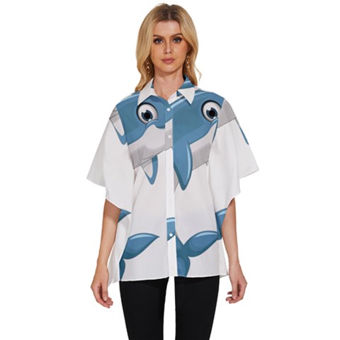 Blue Dolphin Women s Batwing Button Up Shirt by pakminggu