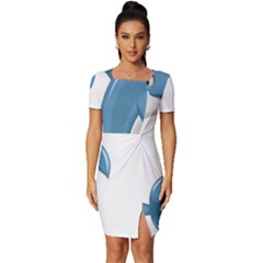 Blue Dolphin Fitted Knot Split End Bodycon Dress