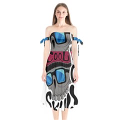 Cool Skull Shoulder Tie Bardot Midi Dress by pakminggu