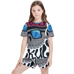 Cool Skull Kids  Tee And Sports Shorts Set