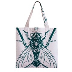 Green Insect Bee Illustration Zipper Grocery Tote Bag by pakminggu