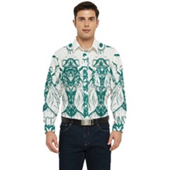 Green Insect Bee Illustration Men s Long Sleeve Pocket Shirt  by pakminggu