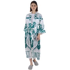 Green Insect Bee Illustration Maxi Satin Kimono by pakminggu