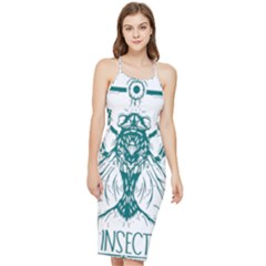 Green Insect Bee Illustration Bodycon Cross Back Summer Dress by pakminggu