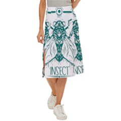 Green Insect Bee Illustration Midi Panel Skirt