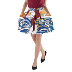 Beach Illustration Summer Beach Surf Waves A-line Pocket Skirt by pakminggu