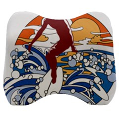 Beach Illustration Summer Beach Surf Waves Velour Head Support Cushion by pakminggu