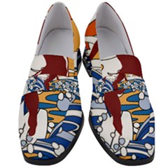 Beach Illustration Summer Beach Surf Waves Women s Chunky Heel Loafers by pakminggu