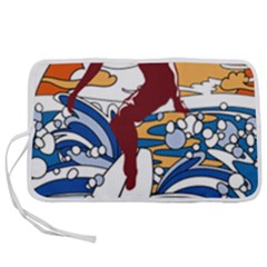 Beach Illustration Summer Beach Surf Waves Pen Storage Case (m) by pakminggu