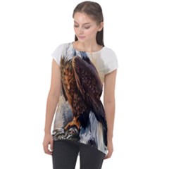 Eagle Art Eagle Watercolor Painting Bird Animal Cap Sleeve High Low Top by pakminggu