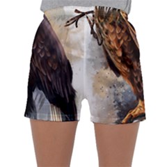 Eagle Art Eagle Watercolor Painting Bird Animal Sleepwear Shorts by pakminggu