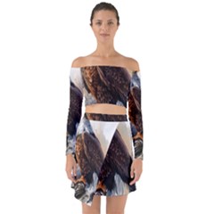 Eagle Art Eagle Watercolor Painting Bird Animal Off Shoulder Top With Skirt Set by pakminggu