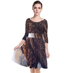 Eagle Art Eagle Watercolor Painting Bird Animal Quarter Sleeve Waist Band Dress by pakminggu