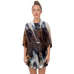 Eagle Art Eagle Watercolor Painting Bird Animal Half Sleeve Chiffon Kimono by pakminggu