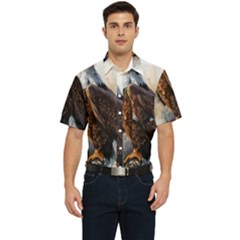 Eagle Art Eagle Watercolor Painting Bird Animal Men s Short Sleeve Pocket Shirt  by pakminggu