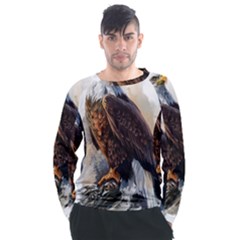 Eagle Art Eagle Watercolor Painting Bird Animal Men s Long Sleeve Raglan Tee