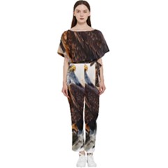 Eagle Art Eagle Watercolor Painting Bird Animal Batwing Lightweight Chiffon Jumpsuit by pakminggu