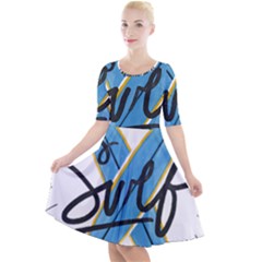 Wave Surfing Surfboard Surfing Quarter Sleeve A-line Dress by pakminggu