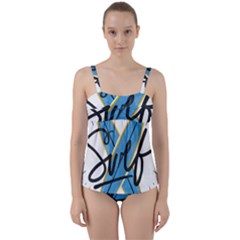 Wave Surfing Surfboard Surfing Twist Front Tankini Set by pakminggu