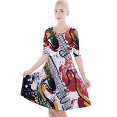 Electric Guitar Quarter Sleeve A-line Dress by pakminggu