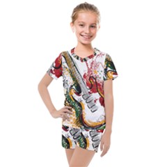 Electric Guitar Kids  Mesh Tee And Shorts Set