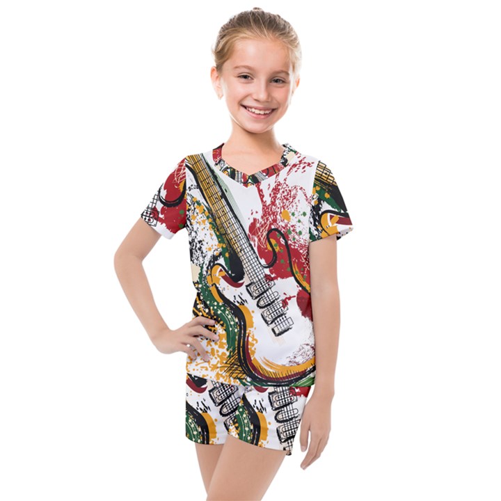 Electric Guitar Kids  Mesh Tee and Shorts Set