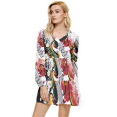 Electric Guitar Tiered Long Sleeve Mini Dress by pakminggu