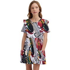 Electric Guitar Kids  Frilly Sleeves Pocket Dress by pakminggu