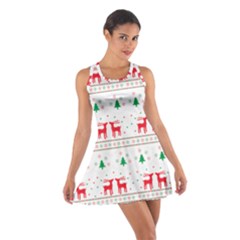 Red Green And Blue Christmas Themed Illustration Cotton Racerback Dress by pakminggu