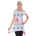 Red Green And Blue Christmas Themed Illustration Short Sleeve Side Drop Tunic View1