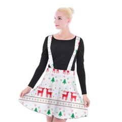 Red Green And Blue Christmas Themed Illustration Suspender Skater Skirt by pakminggu