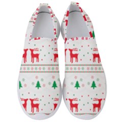 Red Green And Blue Christmas Themed Illustration Men s Slip On Sneakers by pakminggu