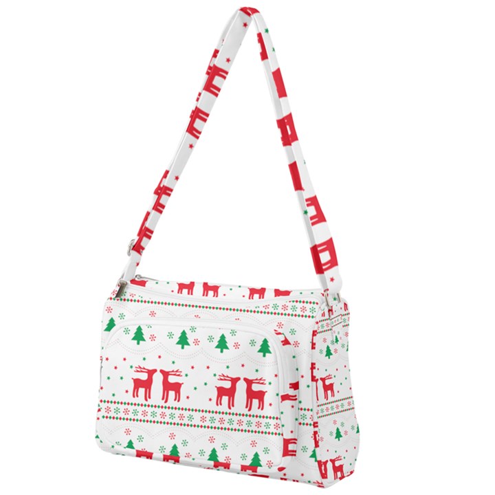 Red Green And Blue Christmas Themed Illustration Front Pocket Crossbody Bag