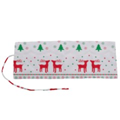 Red Green And Blue Christmas Themed Illustration Roll Up Canvas Pencil Holder (s) by pakminggu