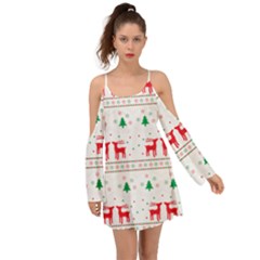 Red Green And Blue Christmas Themed Illustration Boho Dress by pakminggu