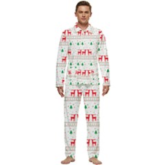 Red Green And Blue Christmas Themed Illustration Men s Long Sleeve Velvet Pocket Pajamas Set by pakminggu