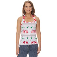 Red Green And Blue Christmas Themed Illustration Basic Halter Top by pakminggu