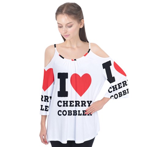 I Love Cherry Cobbler Flutter Sleeve Tee  by ilovewhateva