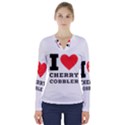 I love cherry cobbler V-Neck Long Sleeve Top View1