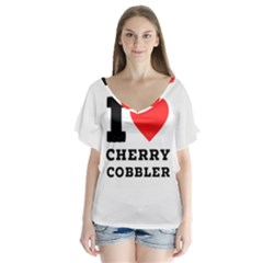 I Love Cherry Cobbler V-neck Flutter Sleeve Top by ilovewhateva