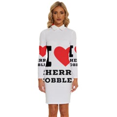 I Love Cherry Cobbler Long Sleeve Shirt Collar Bodycon Dress by ilovewhateva